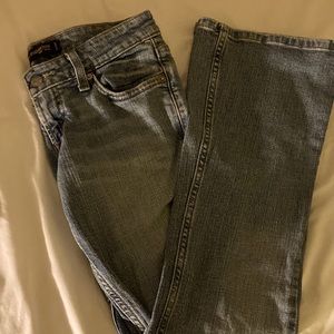 1 short, flare leg, soft denim